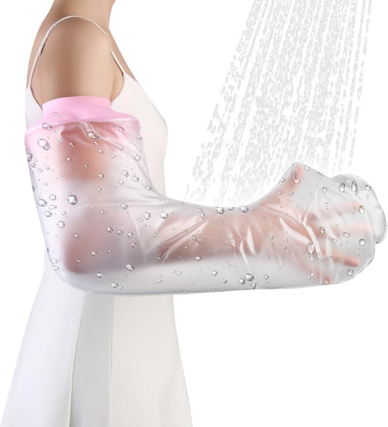 mosago Waterproof Cast Cover for Shower Arm, Soft Comfortable Cast Protector for Shower Arm, Cast Cover Arms Adult, Keep Wounds/Bandage Dry Bath, Broken Hand/Wrist/Finger/Elbow, Reusable Wound Care Supplies（Pink） - Image 1